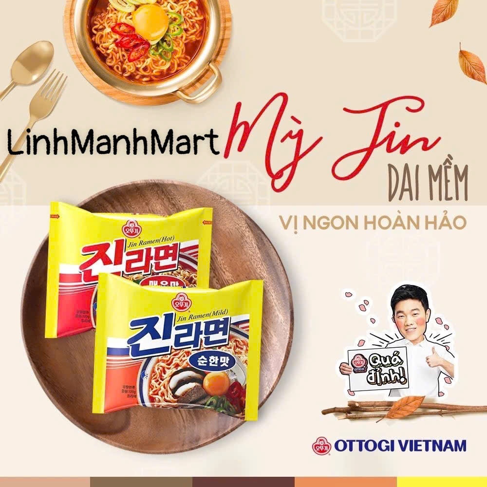 Mì Jin Ramen Spicy Cay 120gr/ Jin Ramen Mild Không Cay 120gr , Mì Ăn Liền Nhập Khẩu...HSD