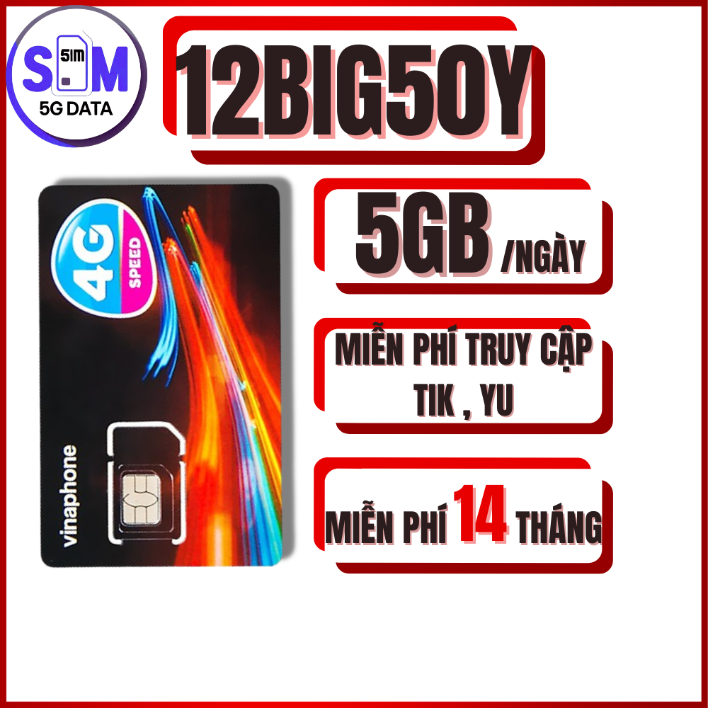 SIM 5G VINAPHONE 12BIG50Y - 12SANH – MIỄN PHÍ 6GB/N + 1500 PHÚT GỌI - SIM NGỌC MAI - SIM AN BÌNH