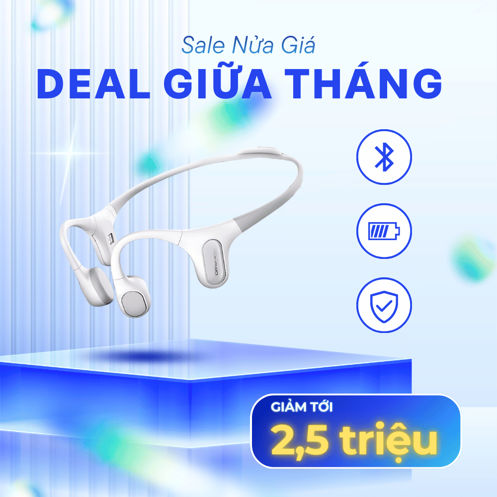 Tai Nghe Bơi Lội Mojawa RunPlus Màu Trắng – Bluetooth – Bộ Nhớ 32GB – Chống Nước IP68
