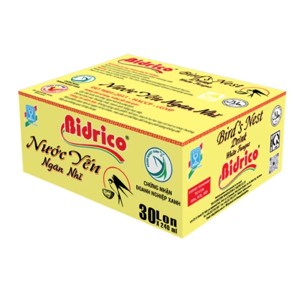 Nước yến ngân nhĩ Bidrico + tặng bao lì xì thùng 30 lon 240ml