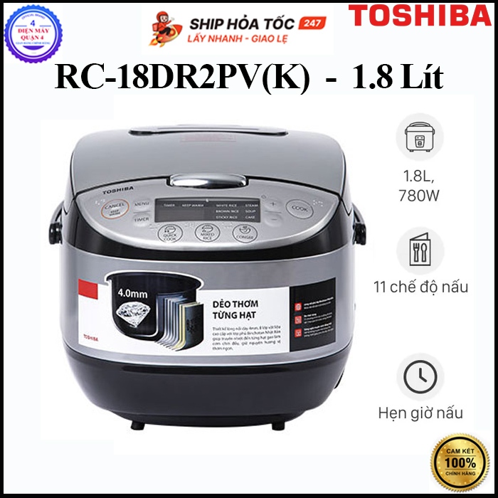 RC-18DR2PV(K) -- Nồi cơm điện tử Toshiba 1.8 lít RC-18DR2PV(K) - Hàng chính hãng