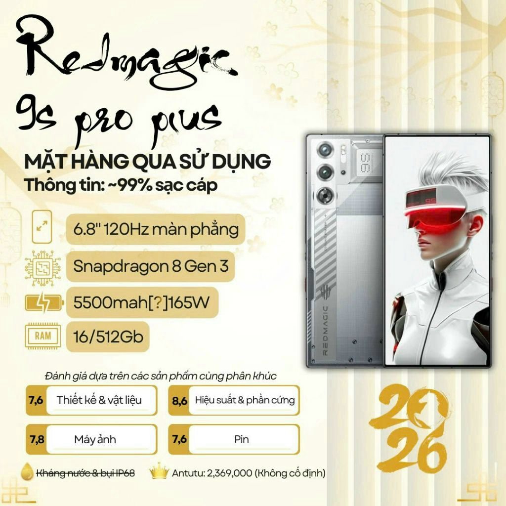 Điện thoại Redmagic 9S Pro Plus 16/512Gb Rom QT QSD ~99%