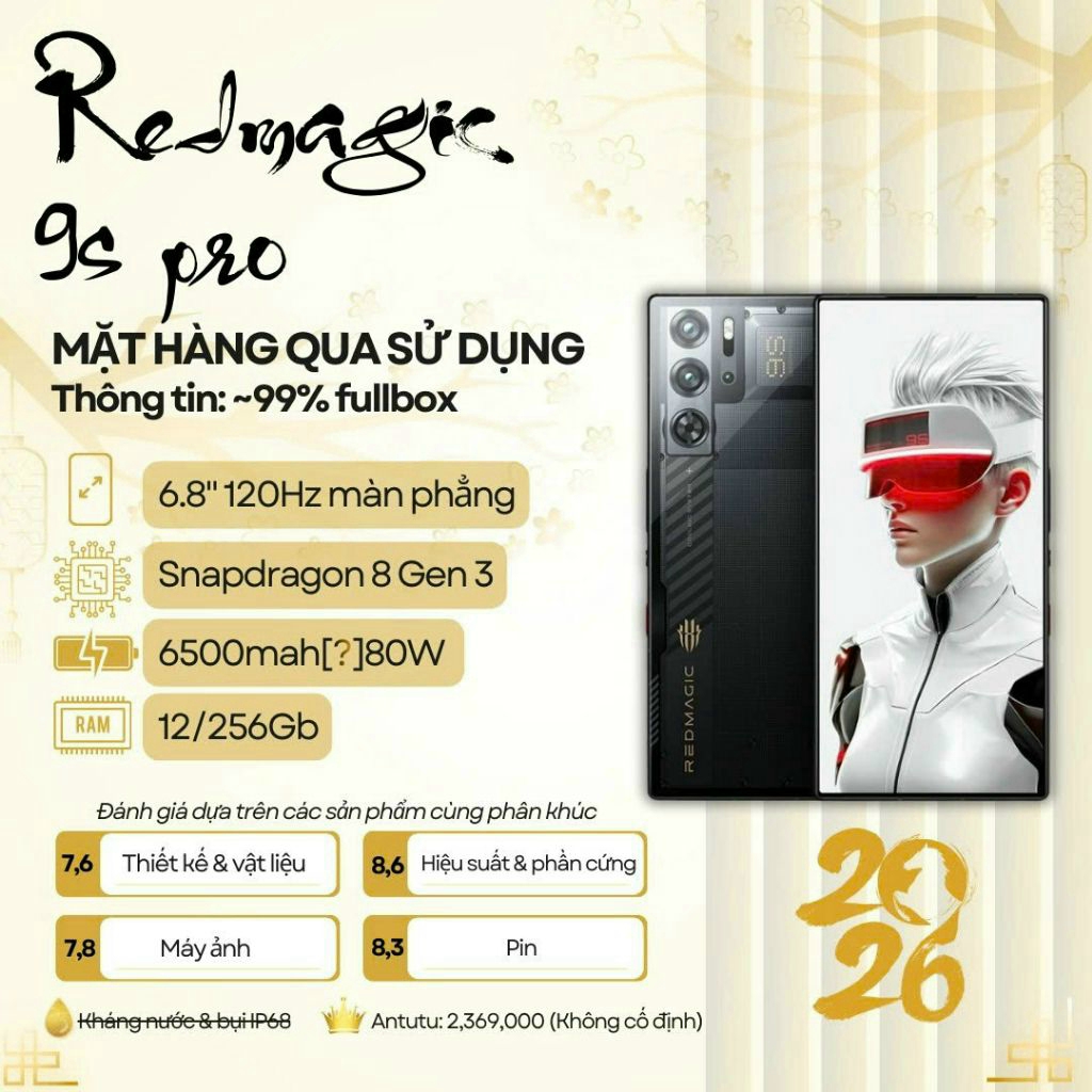 Điện thoại Redmagic 9S Pro 12/256Gb Rom QT QSD ~99%