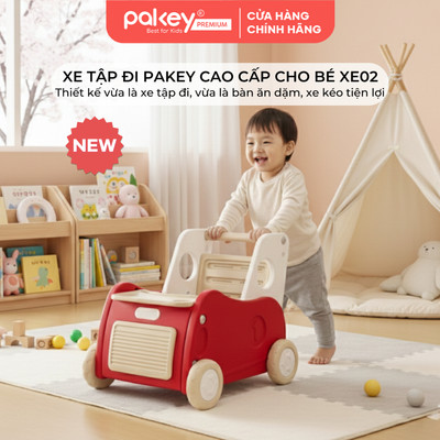 [MẪU MỚI] Xe Tập Đi Cho Bé Pakey Hình Oto Ngộ Nghĩnh, Bánh Xe Lớn An Toàn Di Chuyển Êm Ái, Chống Lật XE02