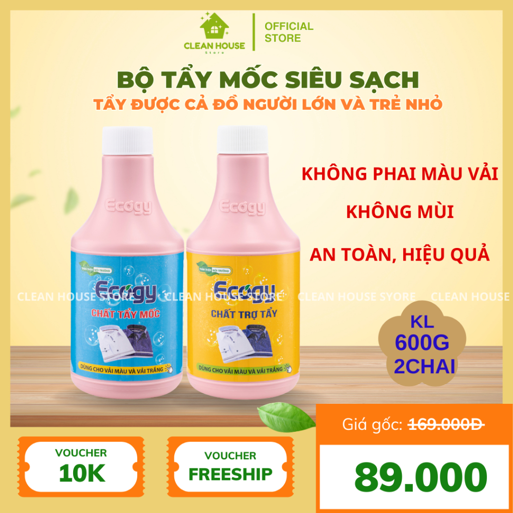 [ECOGY] TẨY MỐC SIÊU SẠCH ECOGY KHÔNG MÙI, chuyên tẩy mốc trên đồ trắng và đồ màu, an toàn và hiệu q