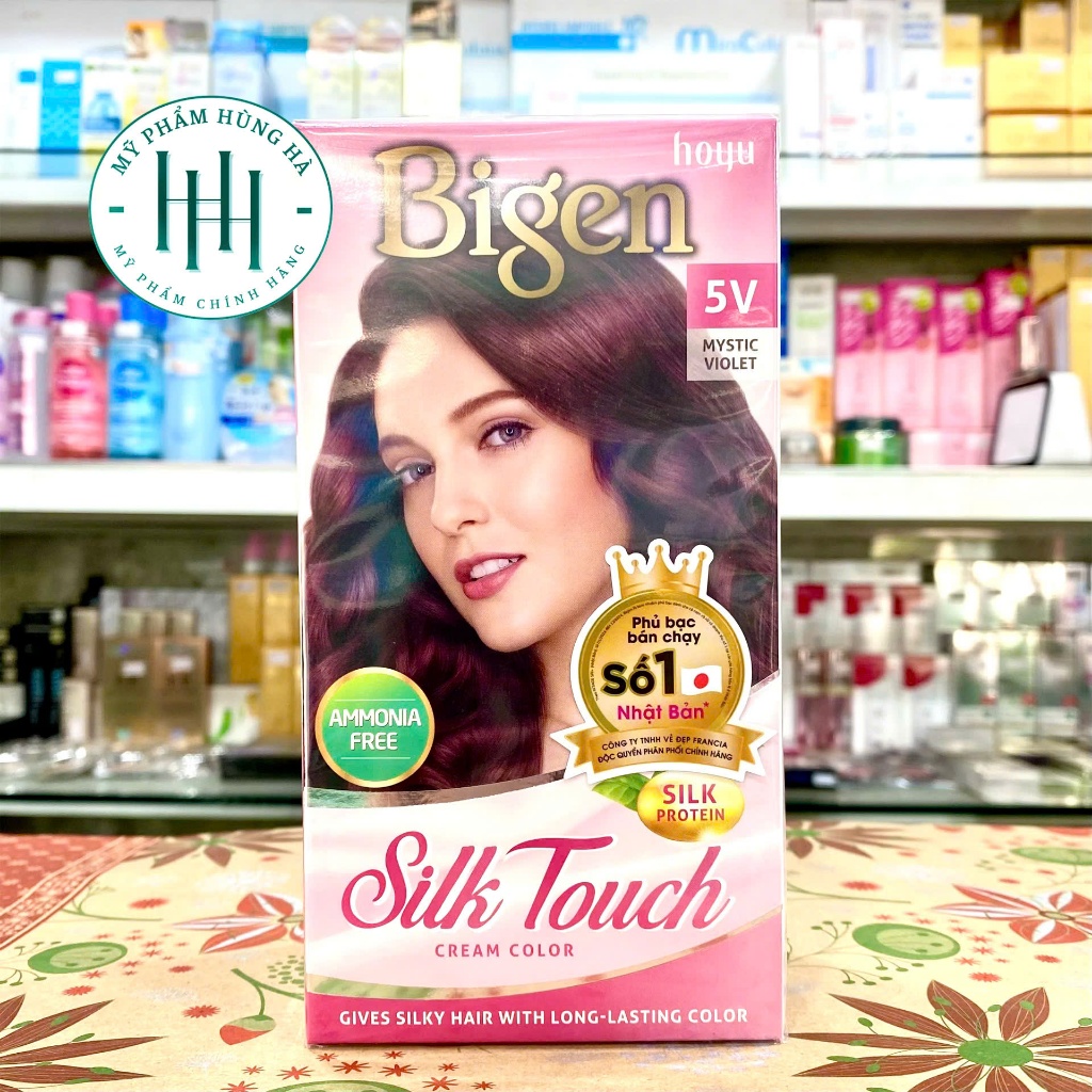 Thuốc Nhuộm Tóc Phủ Bạc Bigen, Số 5V, Màu Đỏ Tím Violet, Bigen Silk Touch