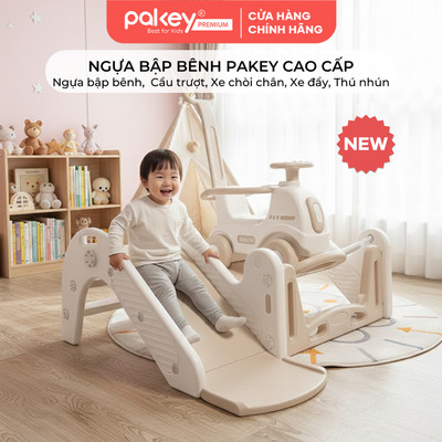 [NEW] Ngựa Bập Bênh PAKEY Cao Cấp 5in1 Nhiều Trò Chơi Vận Động Cho Bé, Tích Hợp Cầu Trượt, Thú Nhún