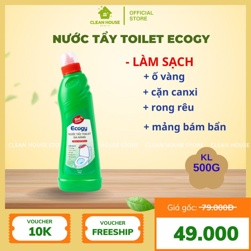 [ECOGY]Nước Tẩy Bồn Cầu Ecogy Thơm Mát,Trắng Sáng,Diệt Khuẩn làm sạch mảng bám bẩn,cặn canxi,rỉ sét,