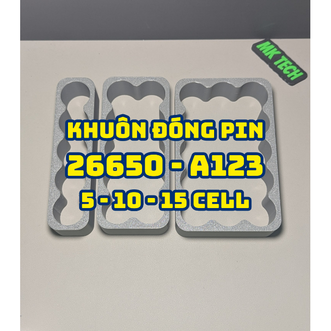 Khuôn đóng pin 26650 - A123 5-10-15 cell bằng nhựa in 3D cho ắc quy xe máy