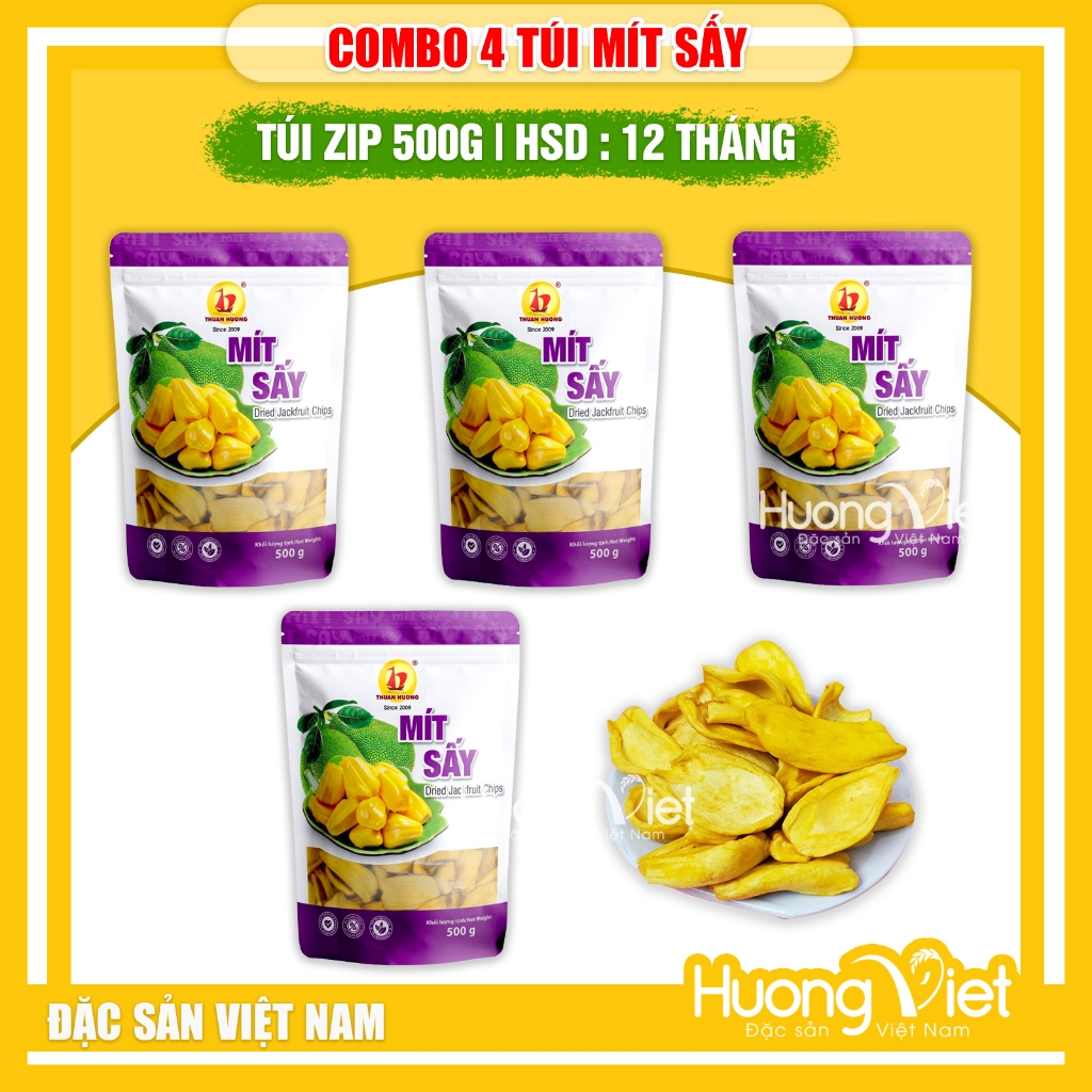 2KG MÍT sấy giòn nguyên cánh Đồng Nai, trái cây sấy Việt Nam nguyên miếng to giòn [2KG = 4 TÚI 500G]