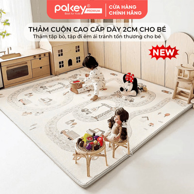 [MẪU MỚI] Thảm Xốp Gấp Gọn XPE PAKEY Premium Cao Cấp, Thảm 2 Mặt Dày 2cm Cho Bé Tập Bò, Tập Đi Êm Ái, Chống Ngã