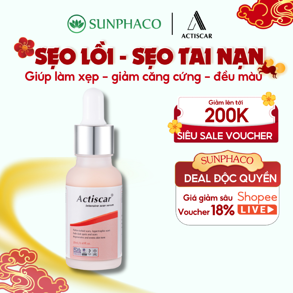 Serum Sẹo Lồi ACTISCAR 20ml Làm Phẳng Và Làm Mờ Sẹo Lồi, Sẹo Phì Đại Lâu Năm