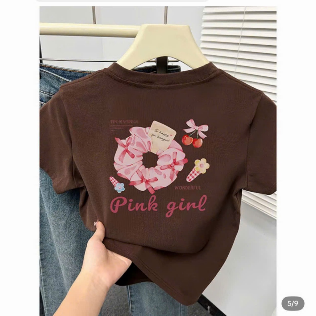 Áo thun babytee dáng ôm in chữ Pink girl đáng yêu Phoenix.store