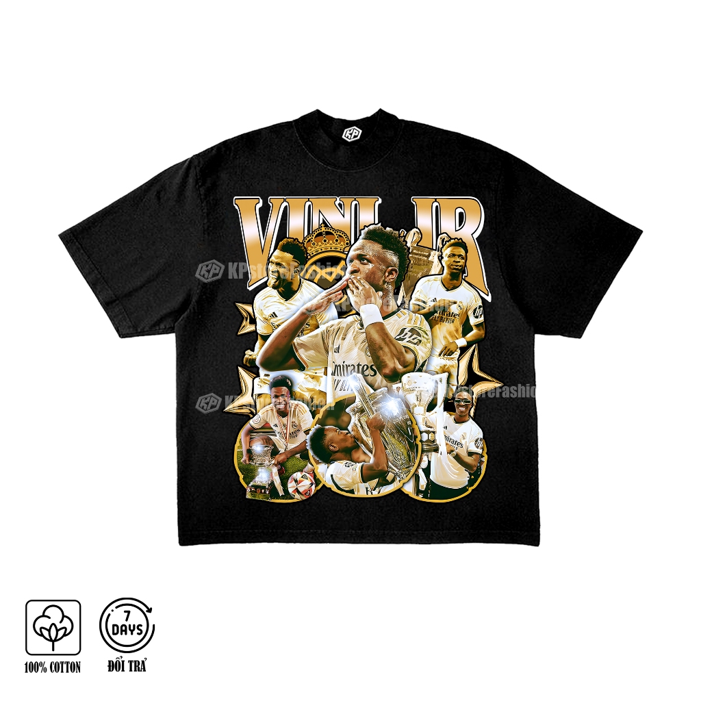 [KPstoreFashion]-Áo thun Vinicius Jr phong cách Bootleg Vintage - Áo thun Unisex Nam Nữ Chất cotton 