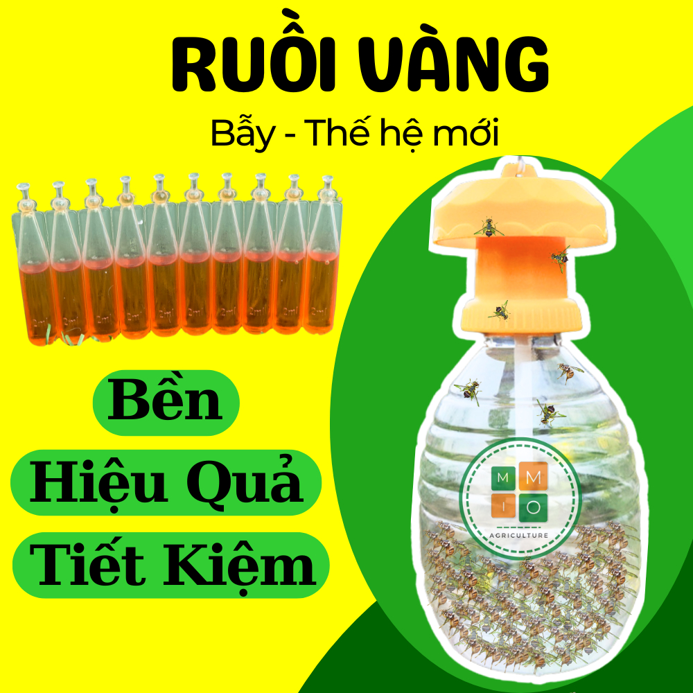 Bẫy ruồi vàng hại trái cây thế hệ mới - Hiệu quả, tiết kiệm chi phí, siêu bền (nắp bẫy thay thế linh hoạt)