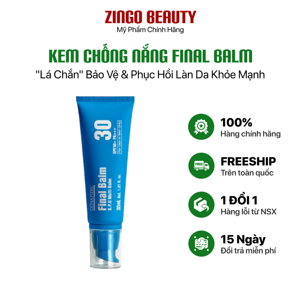 Kem Chống Nắng Nâng Tôn SPF50+/PA+++ Pharmesthetic Conapidil Final Balm 30ml | ZingoBeauty