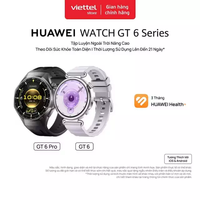 Đồng Hồ Thông Minh HUAWEI WATCH GT6 Series| Tập Luyện Nâng Cao | Theo Dõi Sức Khỏe | Pin Đến 21 Ngày