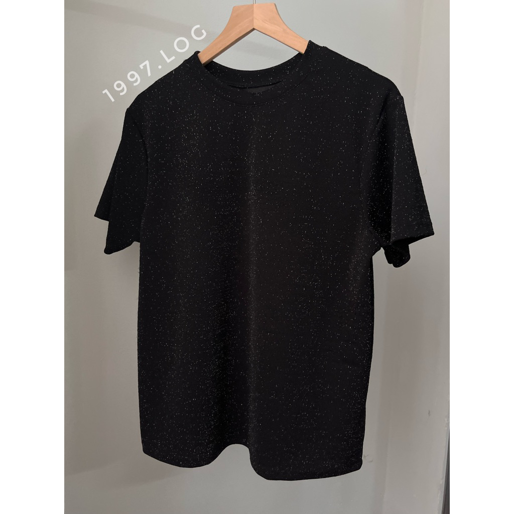 Áo thun lấp lánh kiểu kim tuyến phát sáng bling bling From Rộng Unisex Nam Nữ