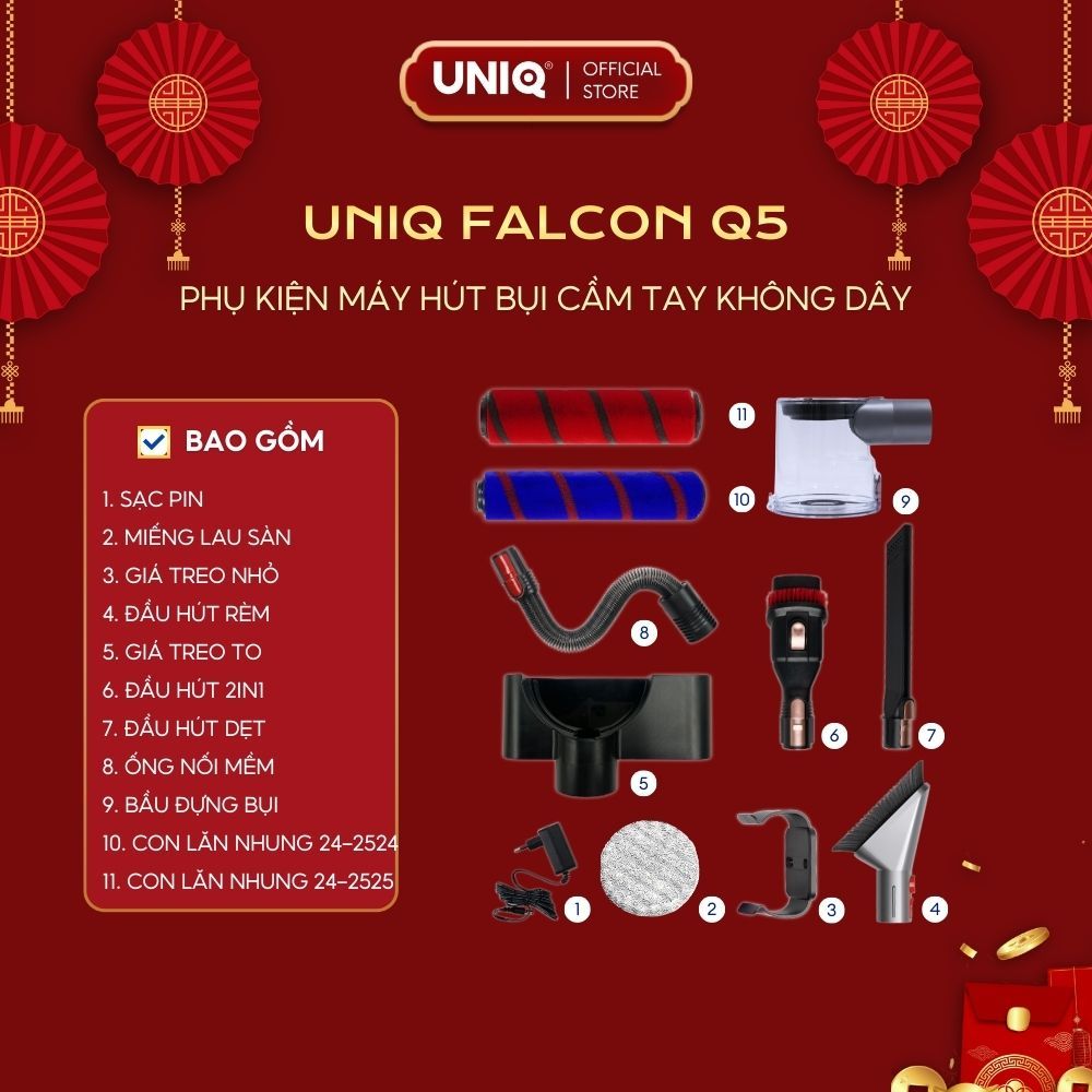 Phụ Kiện Máy Hút Bụi UNIQ Falcon Q5 Cầm Tay Không Dây Chính Hãng (link 2)