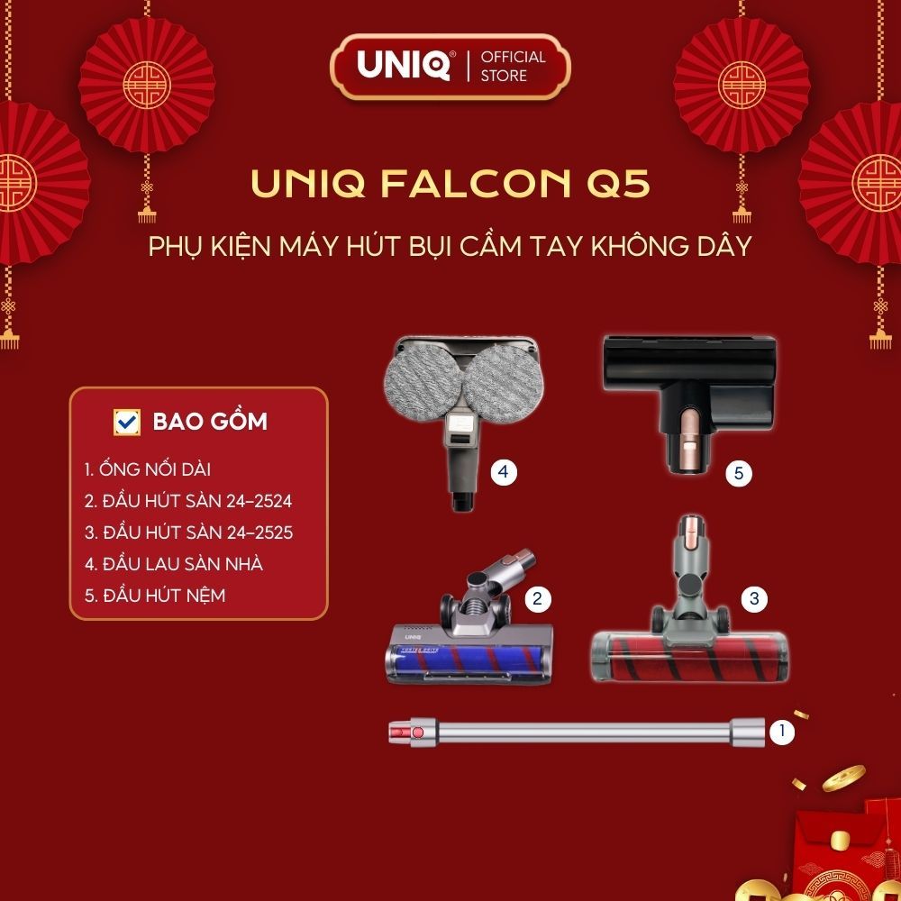 Phụ Kiện Máy Hút Bụi UNIQ Falcon Q5 Cầm Tay Không Dây Chính Hãng