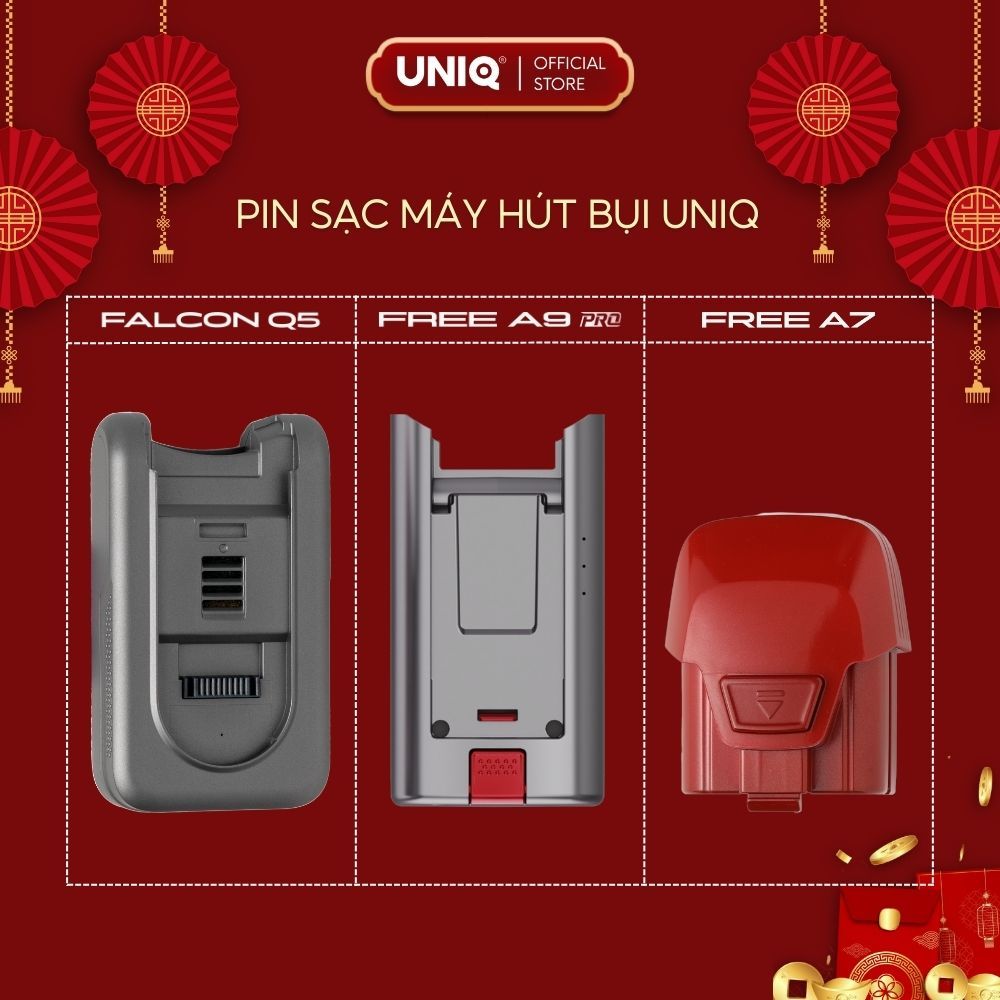 Pin sạc máy hút bụi cầm tay không dây gia đình UNIQ Free A7/ Ultra/ Falcon Q5/ A9 pro mini hút sofa 