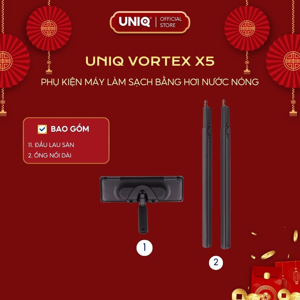 Phụ kiện máy vệ sinh hơi nước nóng UNIQ Vortex X5 2000W 1.5L xịt rửa lau nhà đa năng khử trùng diệt 