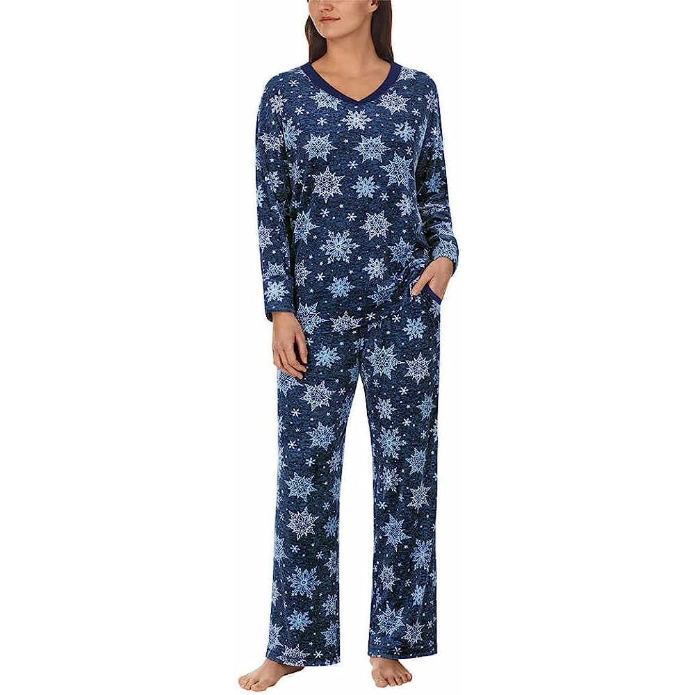 lẻ quần ngủ xuất nautica nữ lông cừu fleece pajama pants hoạ tiết bông tuyết
