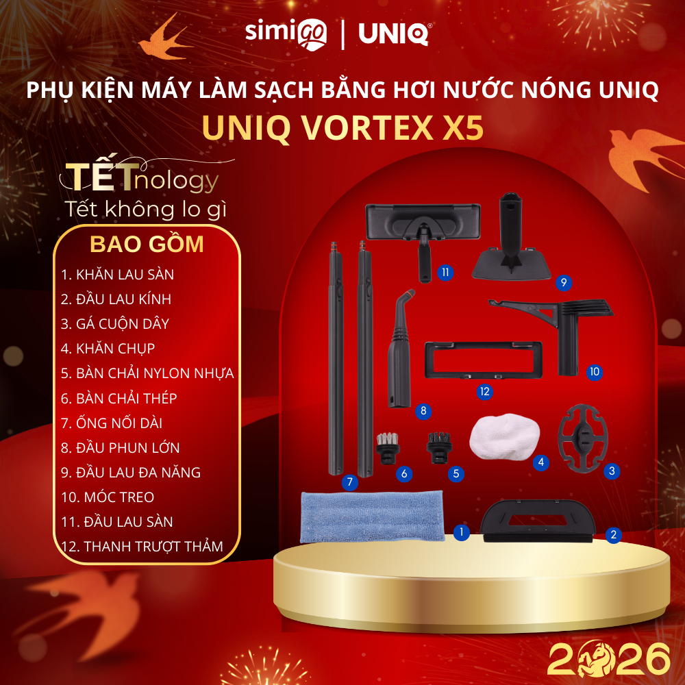 Phụ Kiện Máy Vệ Sinh Hơi Nước Nóng UNIQ Vortex X5 (link 1)