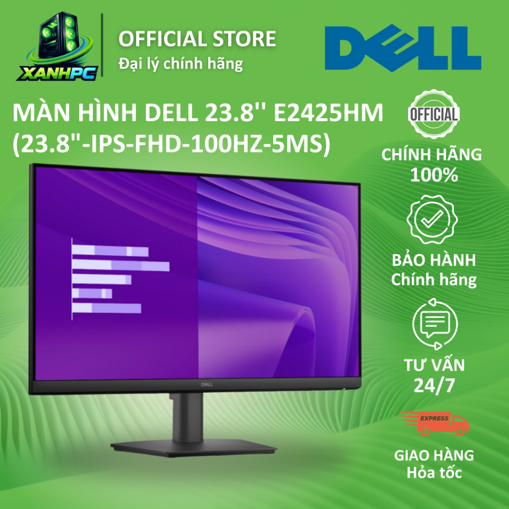 Màn hình DELL 23.8'' E2425HM (23.8 inch - IPS - FHD - 100Hz- 5ms) - Hàng chính hãng
