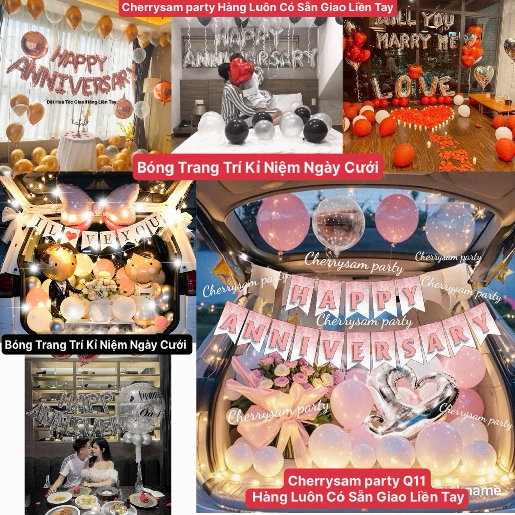 Bộ trang trí bóng kỷ niệm Anniversary, bong bóng chúc mừng ngày kỷ niệm đặc biệt, Happy Anniversary.