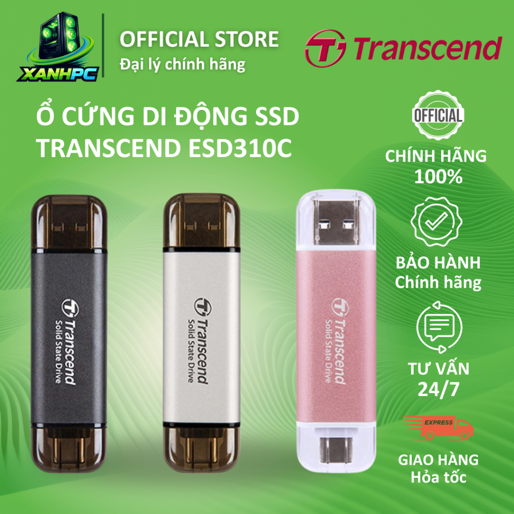 Ổ Cứng di Động SSD Transcend ESD310C, USB 3.2 Gen 2x1, Type-C, 1050MB/s - 128GB, 256GB, 512GB, 1TB