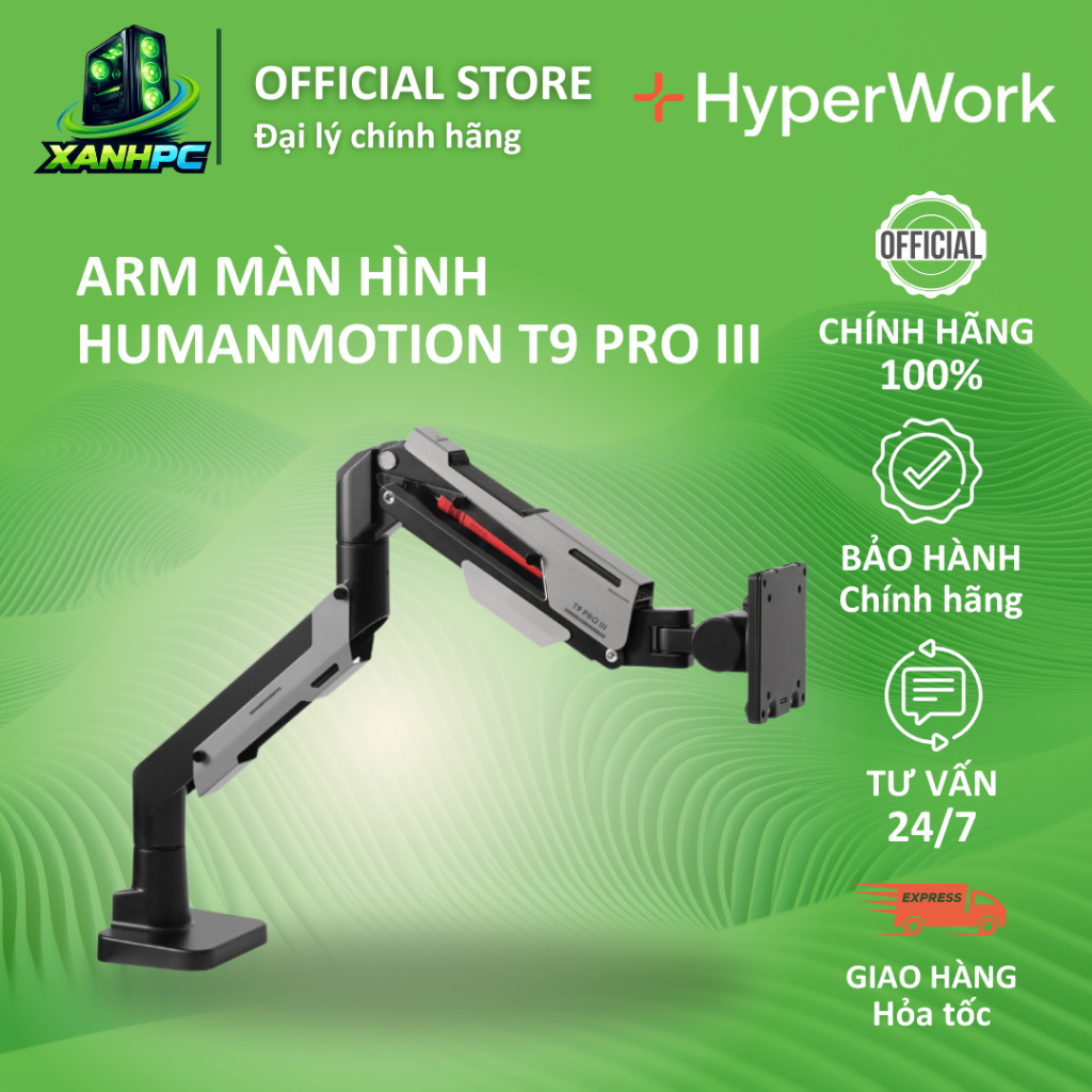 Arm màn hình Human Motion T9 Pro III - Nâng màn 24 - 57 inch Chính hãng bảo hành 2 năm
