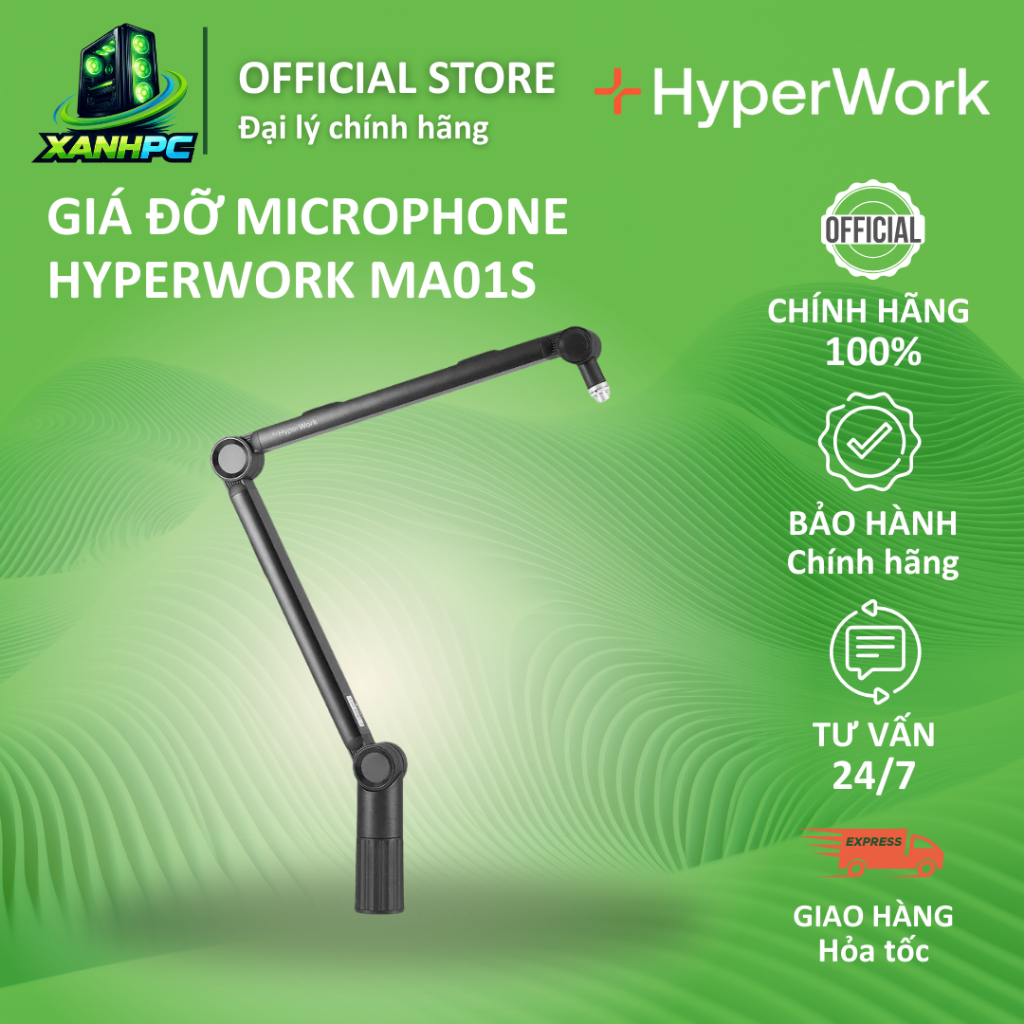 Giá Đỡ Microphone 𝗛𝘆𝗽𝗲𝗿𝗪𝗼𝗿𝗸 | MA01S Nhôm Bền Bỉ