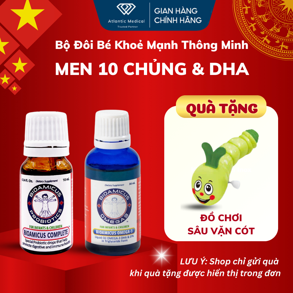 Bộ Đôi BioAmicus Bé Khoẻ Mạnh, Thông Minh - Men Vi Sinh Bioamicus Complete, Bioamicus Omega-3 DHA