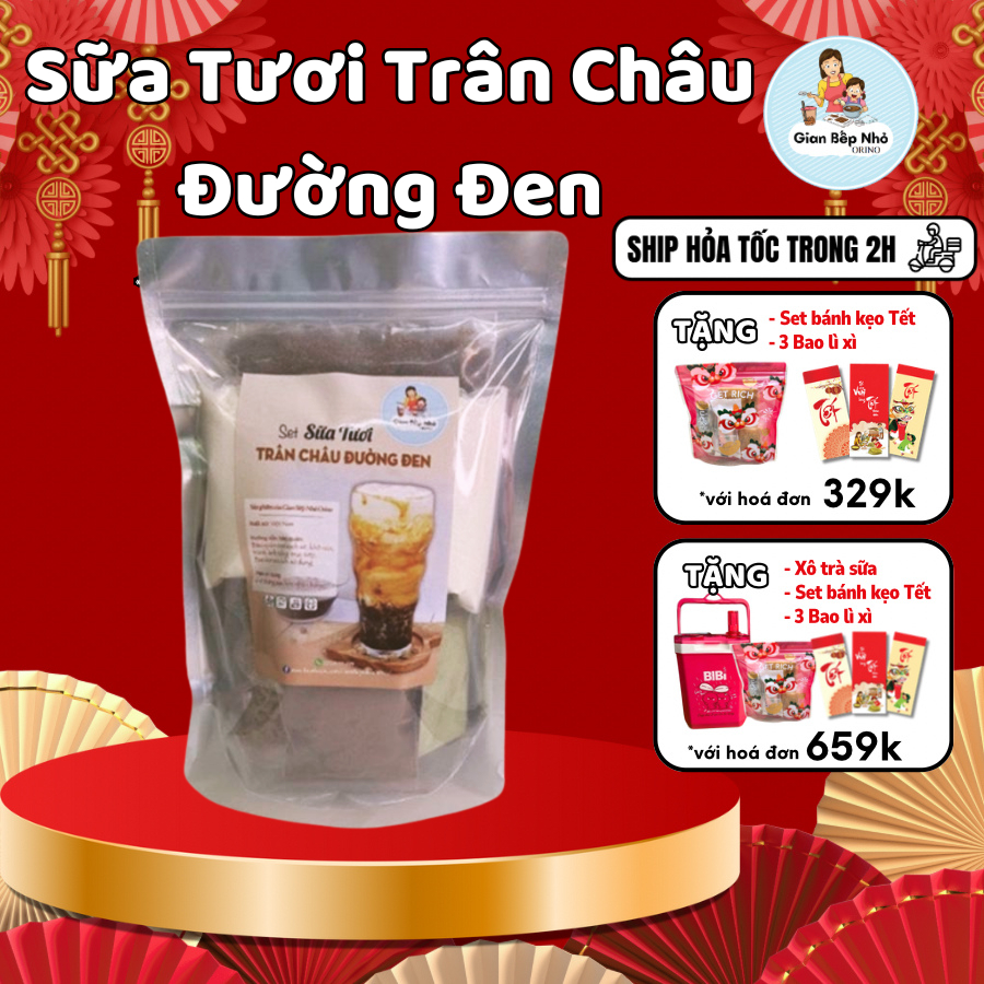 SET NGUYÊN LIỆU NẤU SỮA TƯƠI TRÂN CHÂU ĐƯỜNG ĐEN - GIAN BẾP NHỎ ORINO
