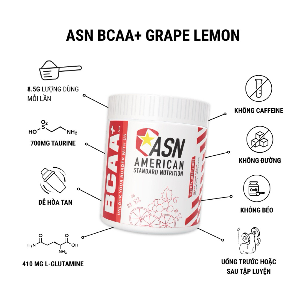 BCAA ASN GRAPE LEMON chính hãng