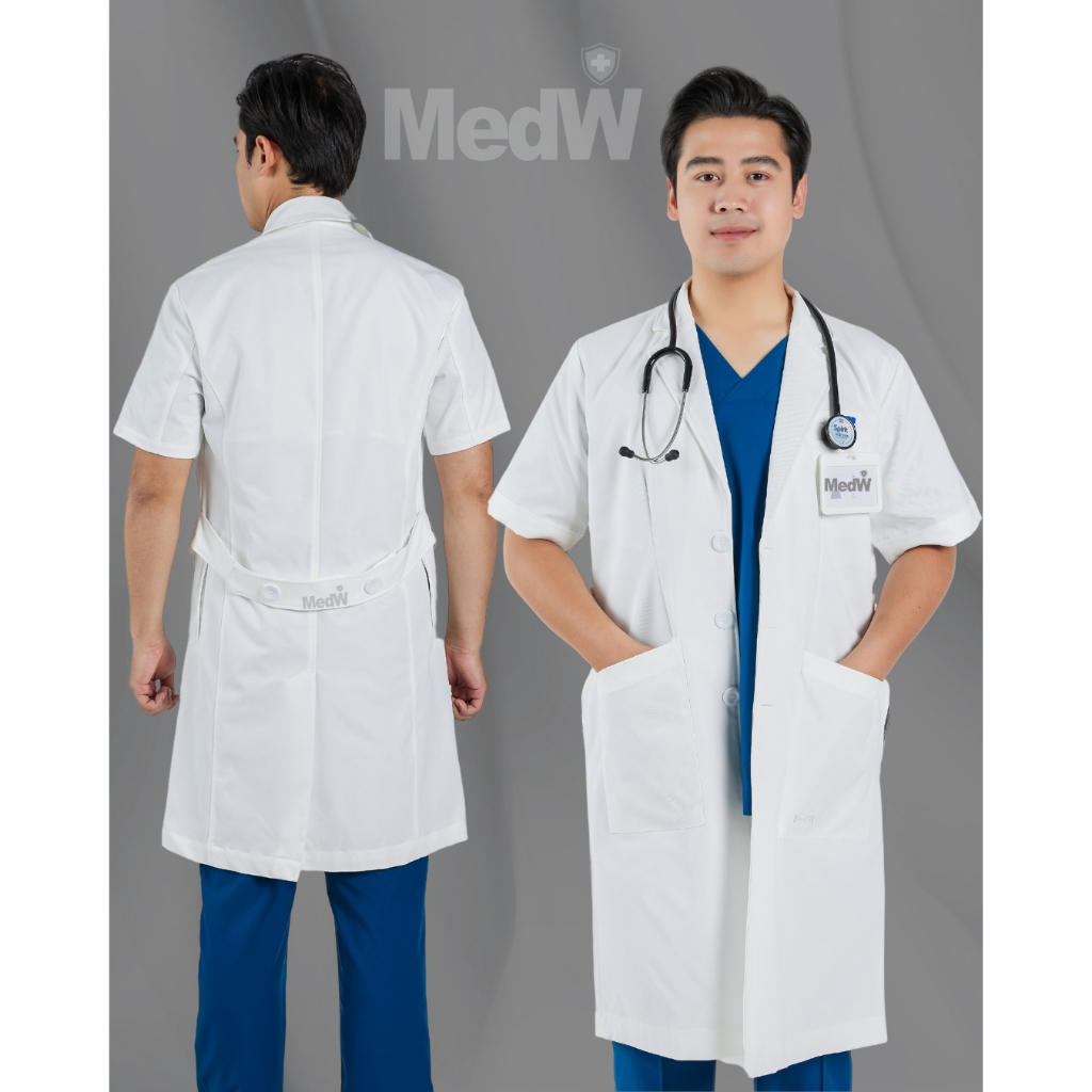 MedW Hermes Áo Blouse Vest Nam Bác Sĩ Ngắn Tay Thiết Kế Tiêu Chuẩn Vest Âu, Chất Liệu Dày Đứng Form