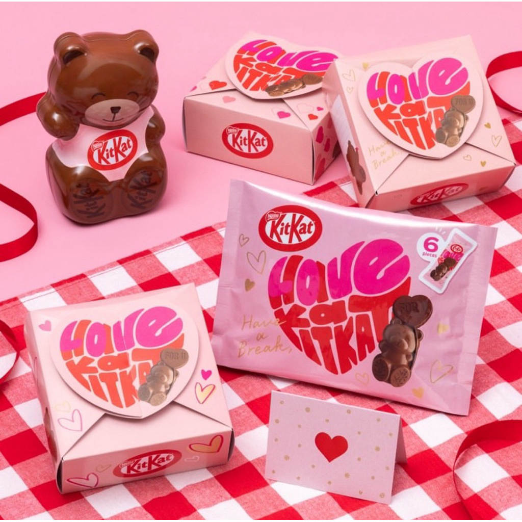 KitKat Valentine Gấu Heartful Bear, Quà tặng Valentine, Hộp quà Kitkat Valentine Bản Giới Hạn, Nội Đ