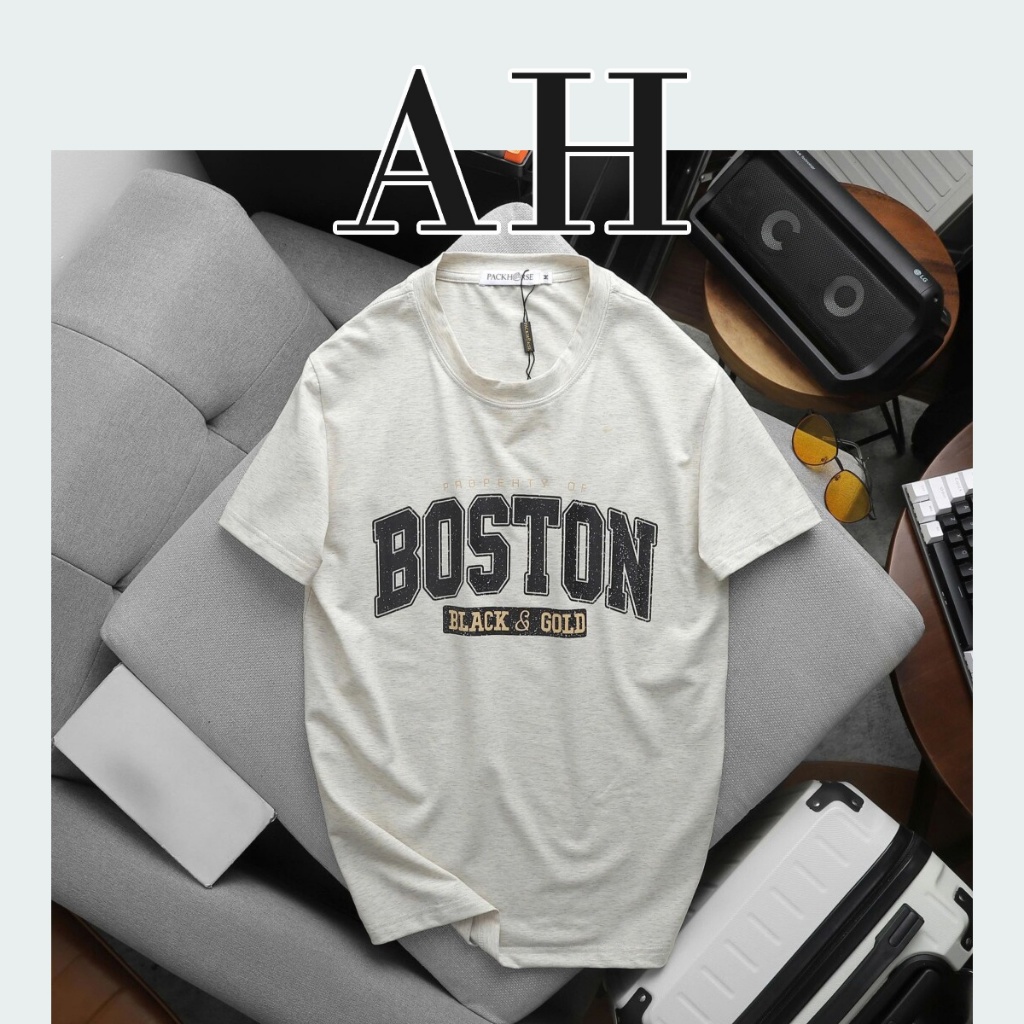 ÁO THUN NAM CỔ TRÒN cotton co giãn, thoáng mát thời trang - Pack Boston | AH STUDIO