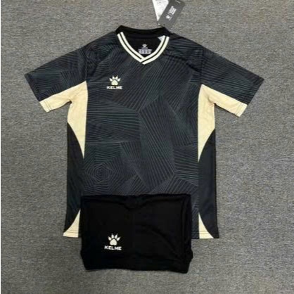 Bộ quần áo bóng đá Kelme đen in tên số theo yêu cầu-Áo bóng đá,đồ đá banh chất liệu thun, mè