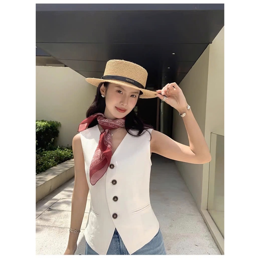 [MULVAN] Khăn cổ ren mỏng dáng dài phối layer-màu đỏ