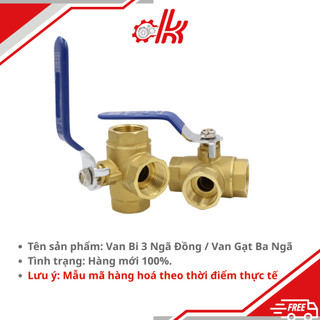 Van bi ba ngã đồng - Van Bi 3 Ngã Đồng Tay Gạt - Van Khóa Chia Nước, Hơi, Khí Nén Chữ T L