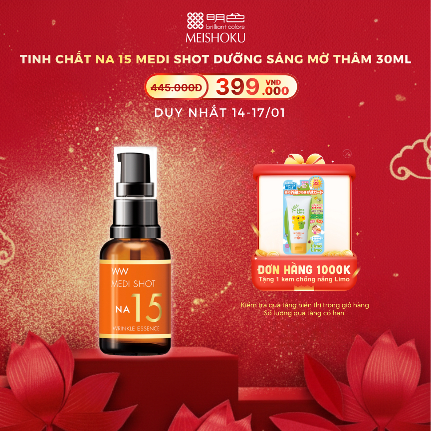 Serum Niacinamide 15% Trắng Da Se Khít Lỗ Chân Lông Medi Shot NA15 MEISHOKU 30ml