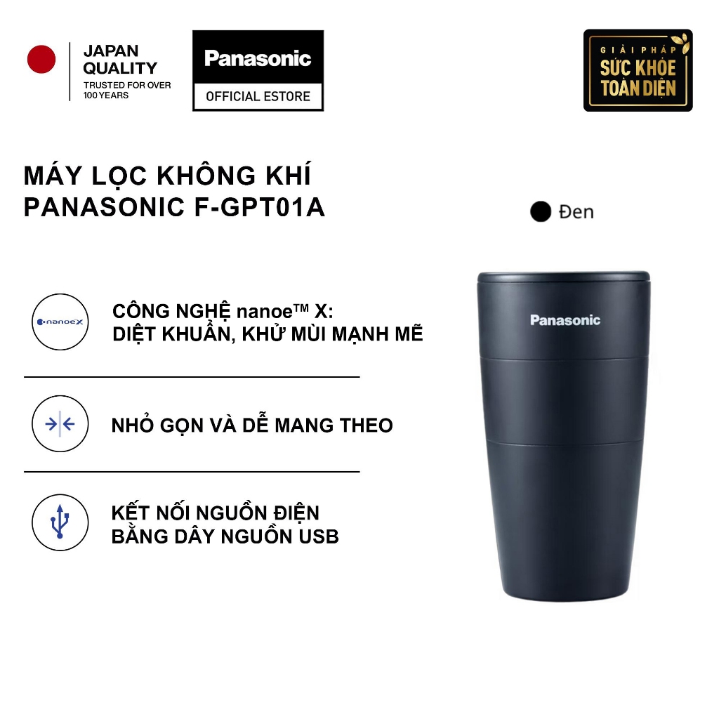 Máy lọc không khí Panasonic F-GPT01A nanoe™ X - Nhỏ gọn, khử mùi hiệu quả - Hàng chính hãng