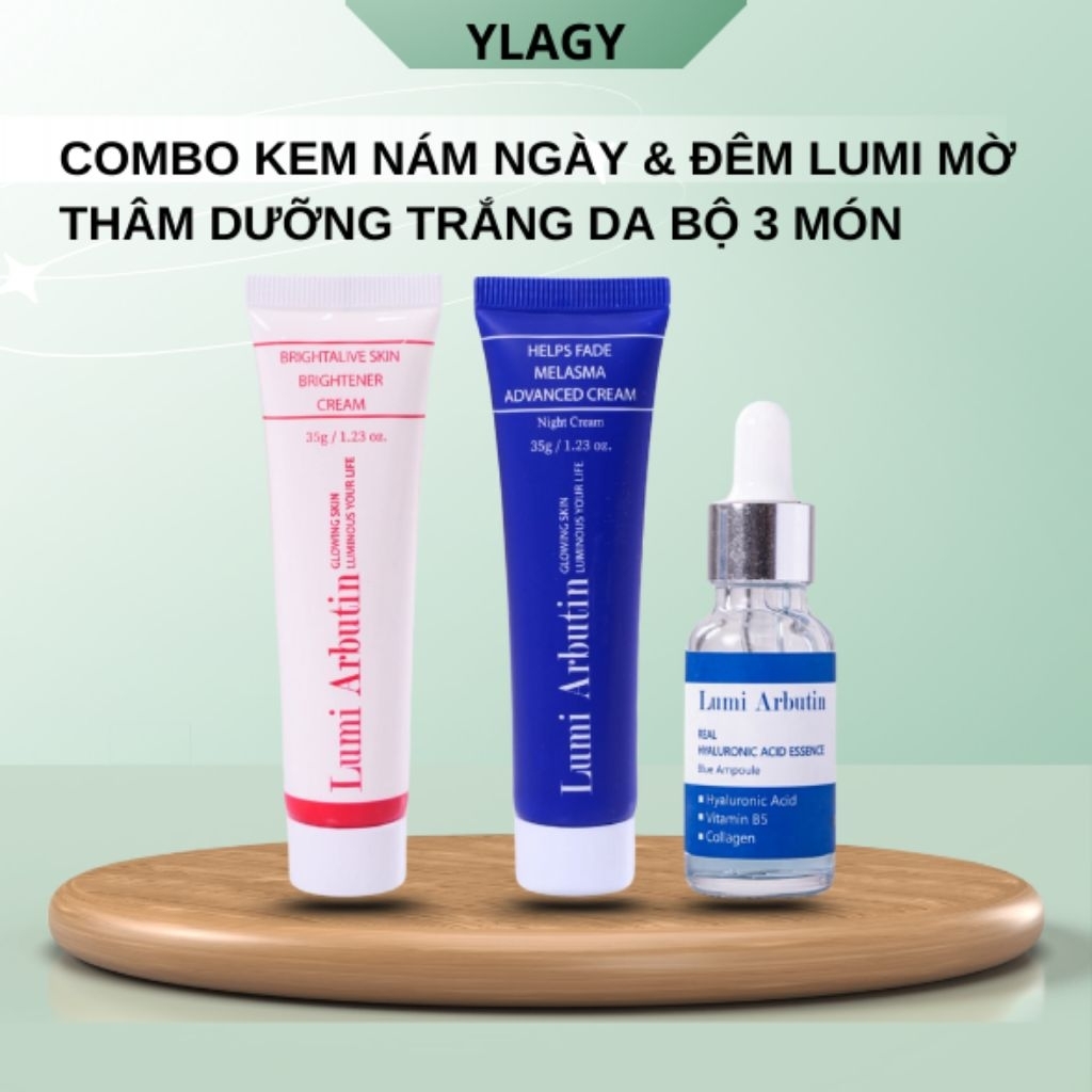 Combo Ngày Đêm Lumi Arbutin Mờ Thâm Nám Dưỡng Sáng Da Tự Nhiên Bộ 3 Món