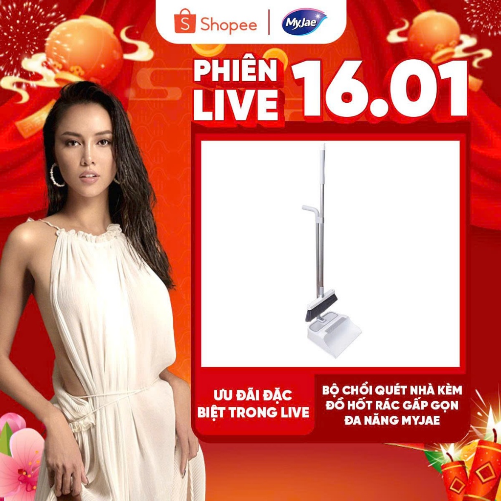[VŨ NGỌC ANH LIVE 16.1] Bộ chổi quét nhà kèm đồ hốt rác gấp gọn đa năng MyJae