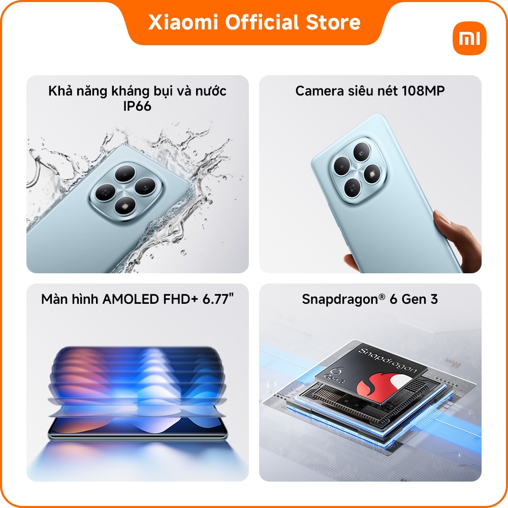 Điện thoại thông minh Redmi Note 15 5G (6+128GB|8+256GB)|Pin 5520mAh với thiết kế mỏng nhẹ | BigBuy360 - bigbuy360.vn
