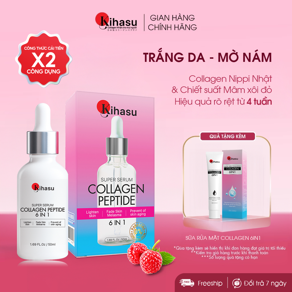 Serum Collagen Kihasu Dưỡng Trắng Da, Cấp Ẩm, Chống Lão Hóa, Se Khít Lỗ Chân Lông, Phục Hồi Da
