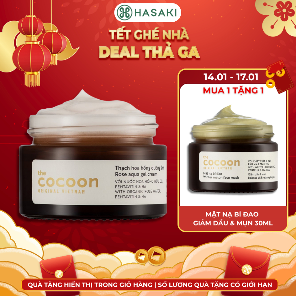 Thạch Hoa Hồng Cocoon Dưỡng Ẩm Da 30ml Hasaki Sản Phẩm Chính Hãng