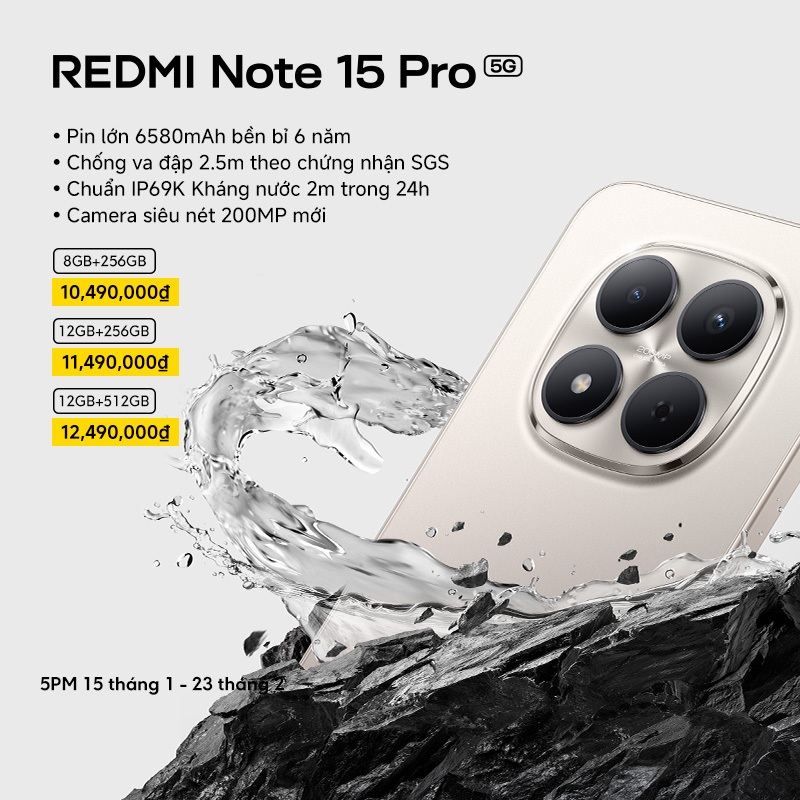 Điện thoại thông minh REDMI Note 15 Pro 5G（8+256GB|12+256GB|12+512GB)|Pin lớn 6580mAh